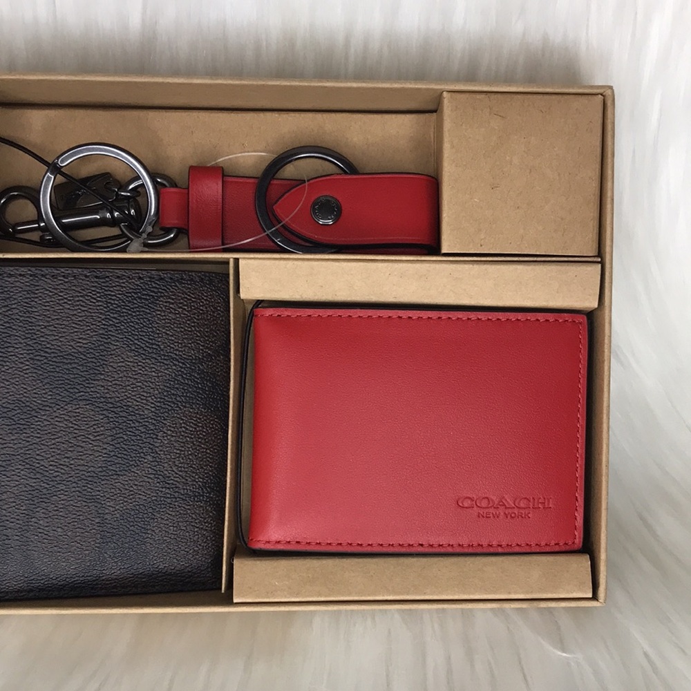 Boxed 3 In 1 Wallet Gift Set In Colorblock Signature Canvas - Picture 7 of 14